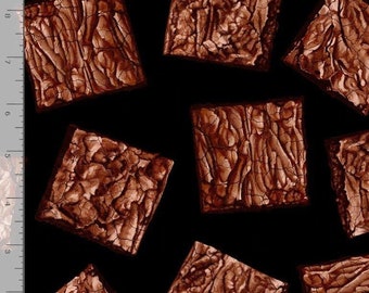 Tossed Realistic Brownies Fabric BTY, Timeless Treasures C8551, Brownie Lover Baking Fabric Perfect for Aprons, 100% Cotton