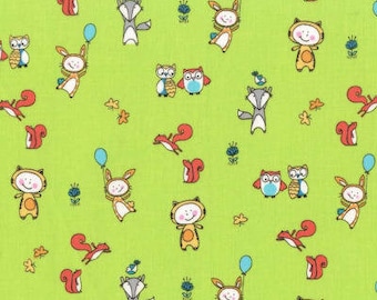 Let's Play, Playing Around, Michael Miller CX-7536-GRAS-D, 100% Cotton Fabric Bty,  Destash, Bright Green Kids Fabric.