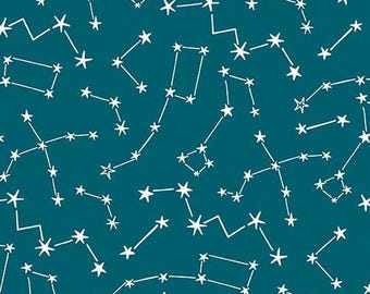 Amas d'étoiles bleu phosphorescent BTY, Michael Miller DG11099-BLUE-D, étoiles constellations célestes, 100 % coton par mètre