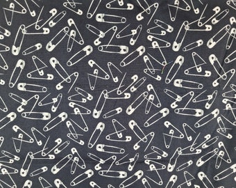 You Got the Notions Safety Pin Fabric BTY, Robert Kaufman D 8570, Sewing Theme Fabric, Seamstress Seamster Crafter Sewing Room Studio