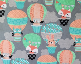 Owl's Woodland Adventure Fabric BTY, Sharla Fults for Studio E Pattern 5073, Hot Air Balloon Animals Cute Kids Nursery Fabric by the Yard