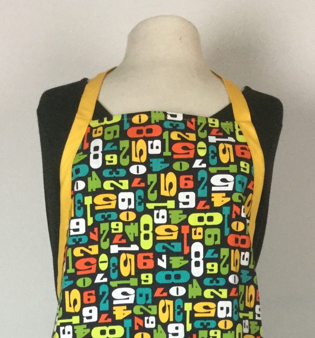Numbers Apron, Reversible Apron, Apron With Pockets, Math Teacher Gift