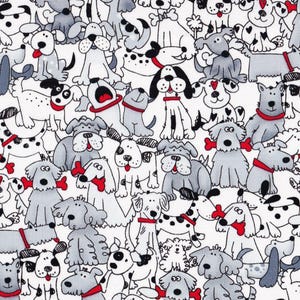 Playful Pups Fabric BTY, Hi Fashion/Timeless Treasures 1556-6748, Dog Lover, Kawaii Dogs Allover, Cute Kids Dog Fabric, 100% Cotton