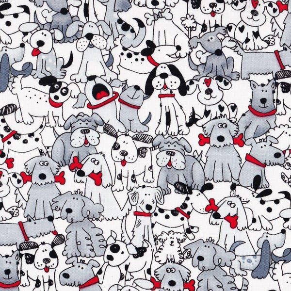Playful Pups Fabric BTY, Hi Fashion/Timeless Treasures 1556-6748, Dog Lover, Kawaii Dogs Allover, Cute Kids Dog Fabric, 100% Cotton