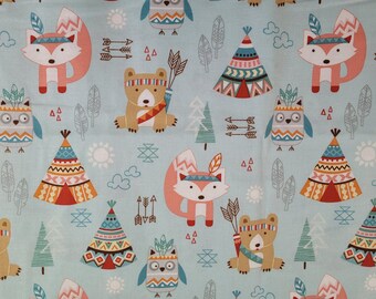 Camp-A-Long Critters Fabric BTY, Studio E Pattern 4004, Camping Animals Southwest Theme Cute Kids Nursery Fabric by the Yard, 100% Cotton