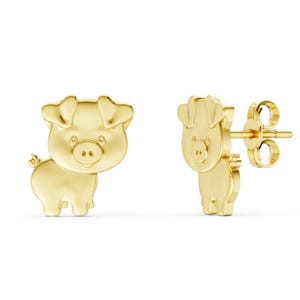 thumbnail image 2 of 9ct Gold Cute Pig Stud Earrings By Jewellerybox – ADA-179 – New 2 of 5