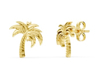Solid Gold Palm Tree Ohrringe: Tropisches Schmuck Geschenk