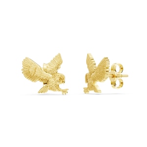 Solid Gold Owl Stud Earrings: Wise Bird Jewelry Gift