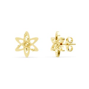 Kolczyki z litego złota z atomami: prezent z biżuterii naukowej