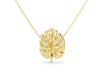 Delicate Leaf Solid Gold Necklace: Nature-Inspired Jewelry
