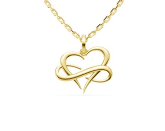Solid Gold Infinity Heart Pendant Necklace – Minimal Symbolic Love