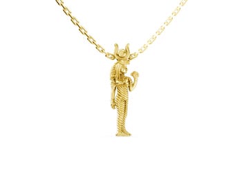 Nefertari Solid Gold Pendant Necklace: Ancient Egyptian Jewelry