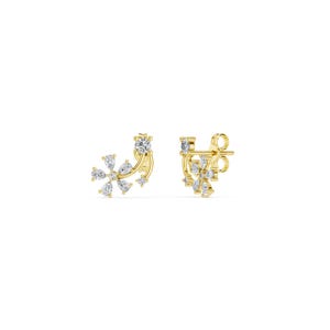Flower Gold Earrings, 8K, 10K, 14K, 18K Solid Gold, Gold Blossom Earrings, Gold Stud Earrings, Handmade Earrings, Personalized Jewelry
