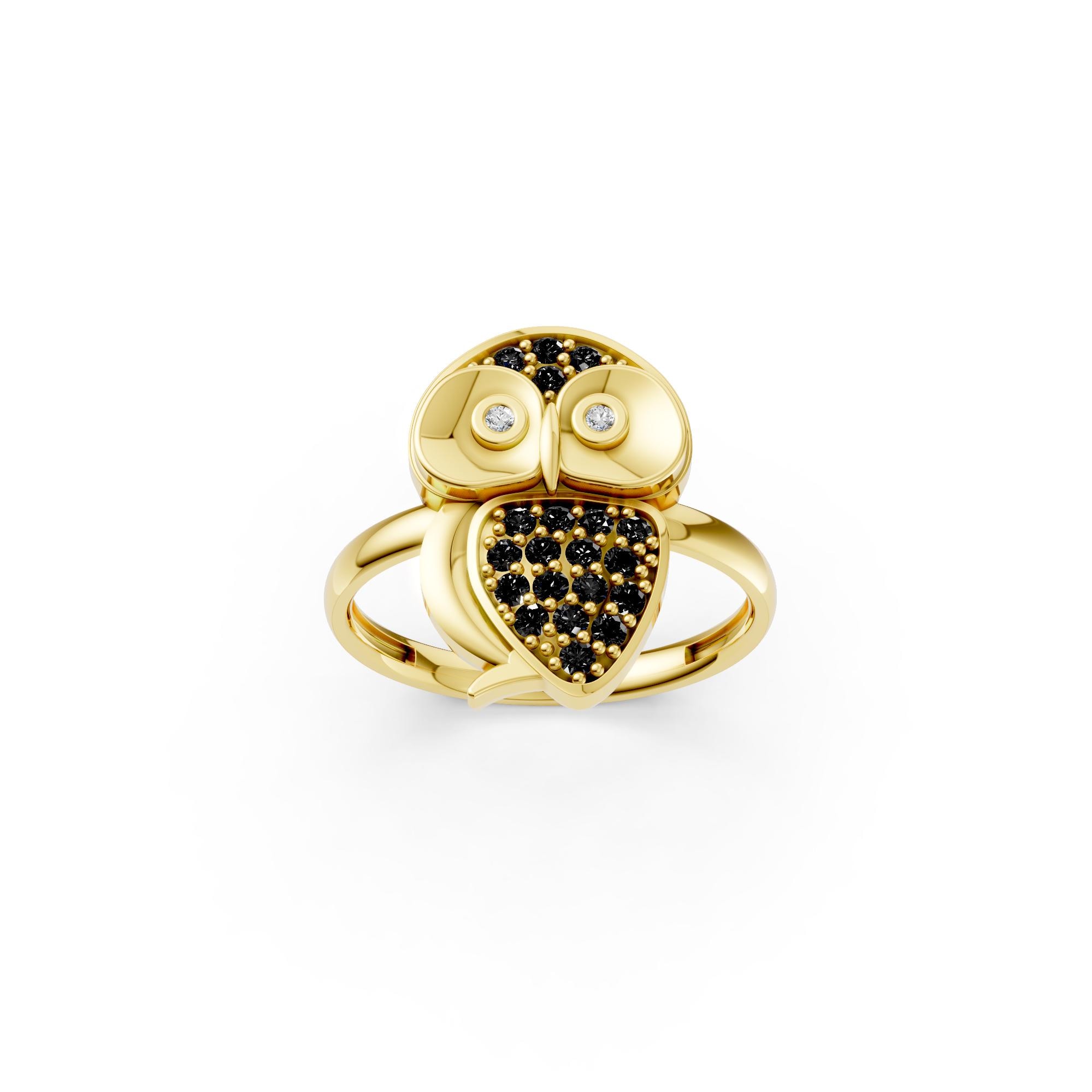 Solid Gold Owl Ring: Nature-Inspired Animal Jewelry