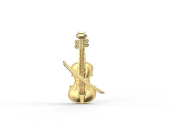 Violin Gold Pendant Necklace, 8K, 10K, 14K, 18K Solid Gold, Handmade Jewelry for Classical Music Lovers, A Perfect Music Lover’s Gift