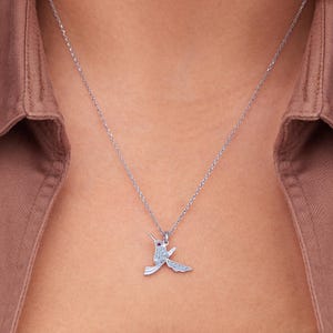 Bird Zircon Stone Gold Pendant Necklace, 8K, 10K, 14K, 18K Solid Gold,  Customizable Jewelry with 8 Stone Options, Elegant Bird Charm Gift