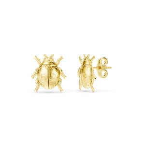 Ladybug Gold Earrings, 8K, 10K, 14K, 18K Solid Gold, Animal Earrings, Stud Earrings, Handmade Jewelry, Cute and Delicate Gold Earrings