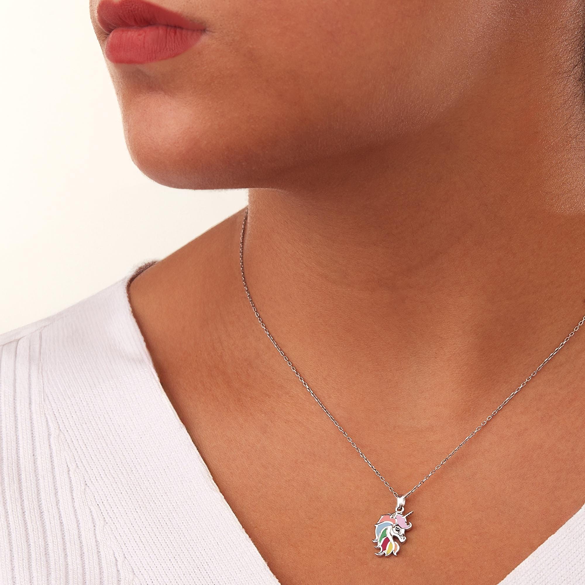 UNICORNIO エナメル ネックレス ユニコーンエナメルソリッドゴールドペンダントネックレス