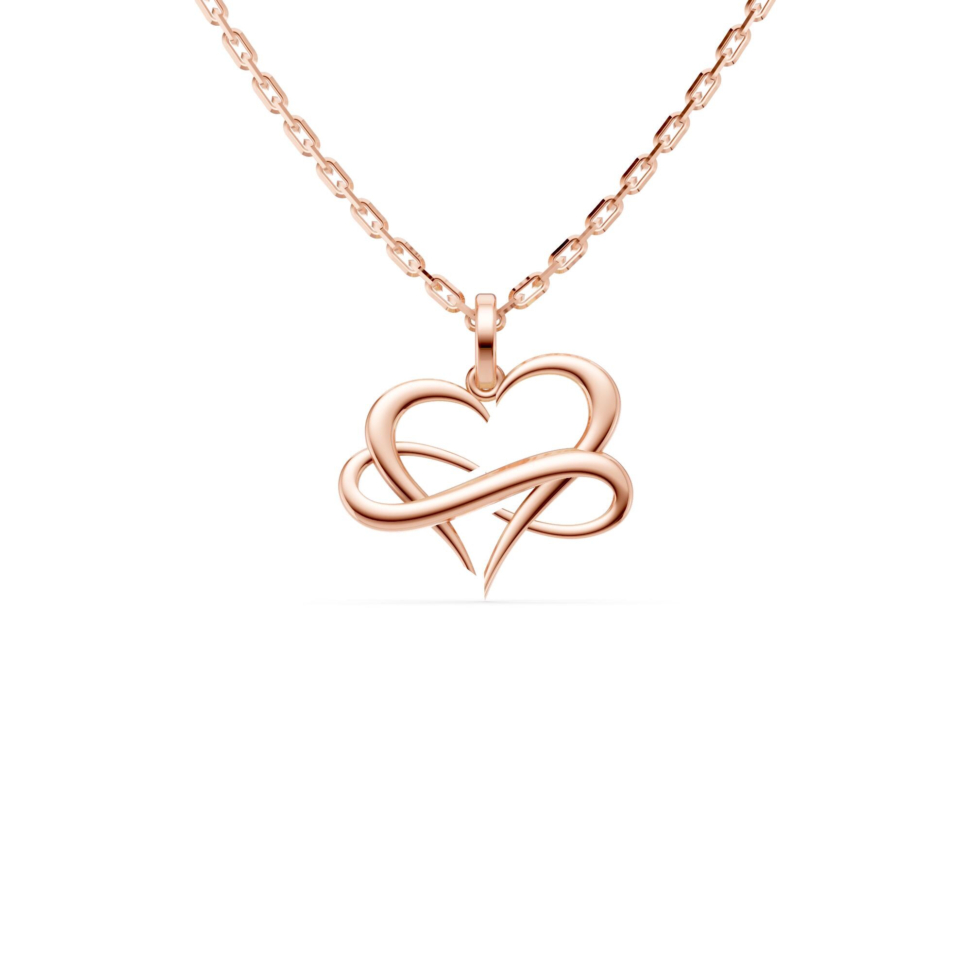 Solid Gold Infinity Heart Pendant Necklace – Minimal Symbolic Love