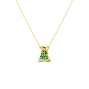 Tiny Bell Zircon Stone Gold Necklace, 8K, 10K, 14K, 18K Solid Gold, Personalized Jewelry, Handmade Tiny Charm Gift, Sweet Jewelry for Girls