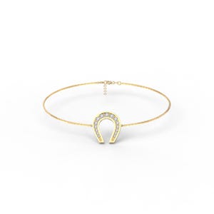 Bransoletka Podkowa Złota, 14K, 18K Solid Gold, Bransoletka na szczęście, Prezent Noworoczny, Biżuteria na szczęście, Bransoletka świąteczna