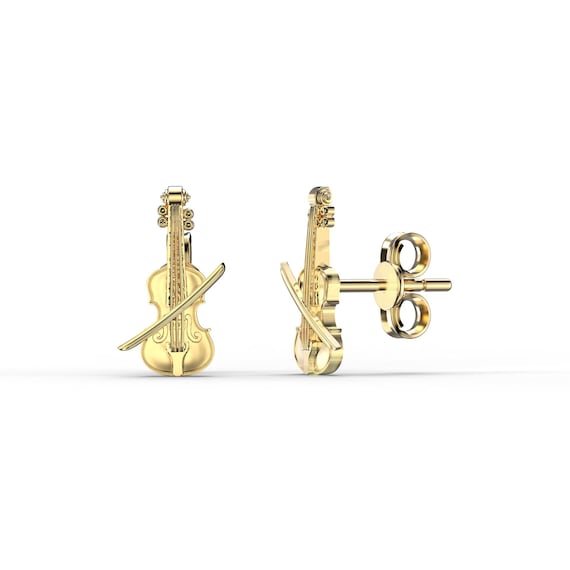 [LLOYD] 韓国☆10K Gold☆When I Love Earrings Violin Gold Earrings, 8K, 10K, 14K, 18K Solid Gold Earrings
