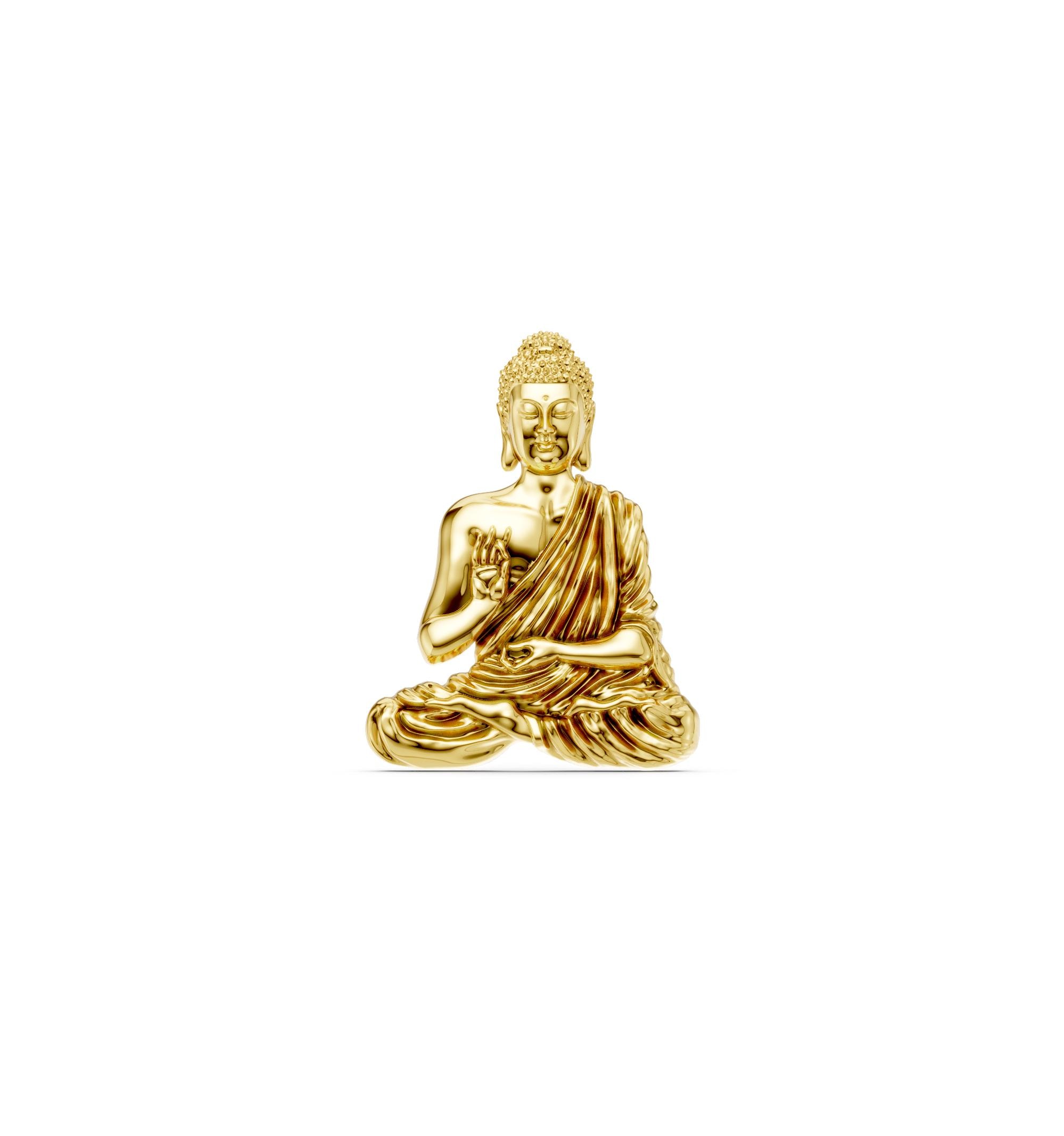 Pendentif Bouddha En Or 18 Carats Et Agate Rubanée Verte – 6,14 G – Occasion Porté