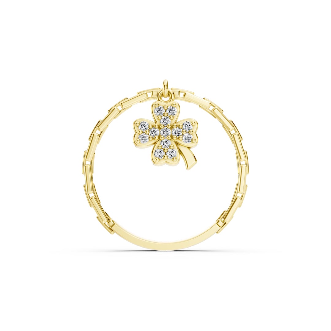 Solid Gold Clover Ring: Lucky Four-leaf Design - Etsy