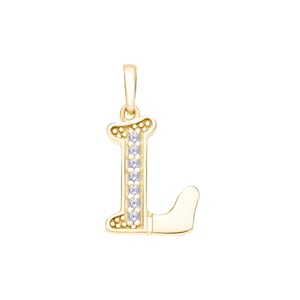 Pingente de ouro com letra "L", colar com pingente de ouro 8K, 10K, 14K e 18K, colar com pingente feito à mão, colar com inicial personalizada