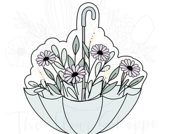 Floral and Greenery Umbrella Spring Cookie Cutter