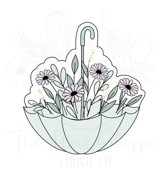 Floral and Greenery Umbrella Spring Cookie Cutter