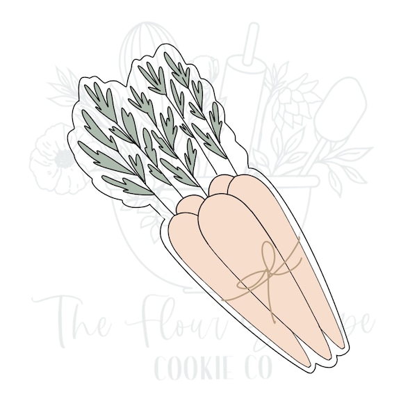 Skinny Carrot Bunch Vegetable Farmers Market Cookie Cutter