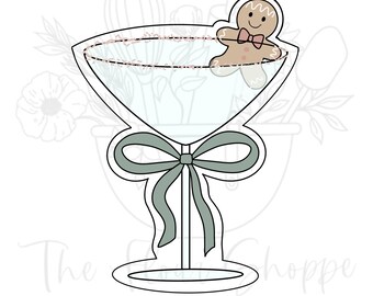 Gingerbread Martini Glass with Bow Cookie Cutter