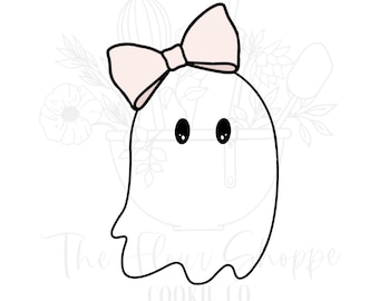 Ghost 1 with Bow Coquette Fall Halloween Cookie Cutter