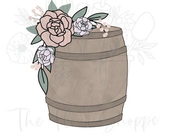 Floral Wine or Whisky Barrel Cookie Cutter