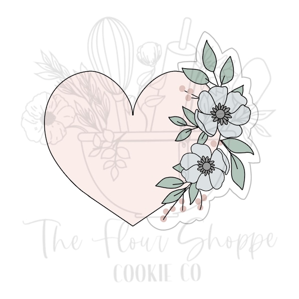 Floral Heart 3 Wedding Valentine's Day Cookie Cutter