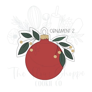 Christmas Ornament 2 With Greenery Cookie Cutter