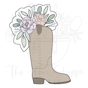 Floral Cowboy Cowgirl Boot 2 Cookie Cutter