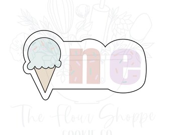 One Ice Cream First Birthday Cookie Cutter