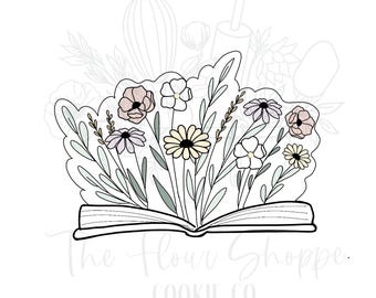 Floral Open Book Cookie Cutter