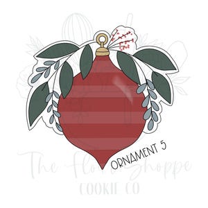 Christmas Ornament 5 With Greenery Cookie Cutter