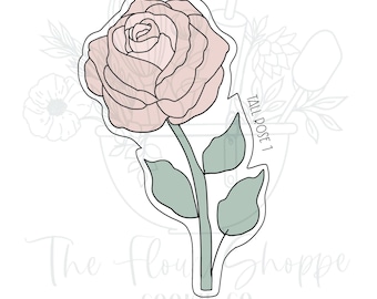 Tall Floral Rose Stem Cookie Cutter