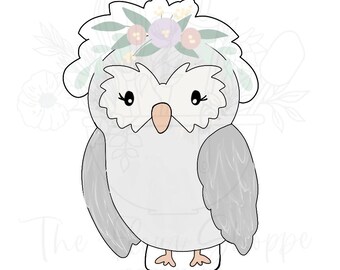 Owl 1 with Flower Crown Woodland Forest Animals Cookie Cutter
