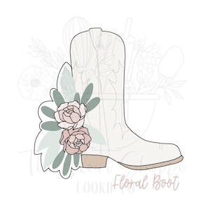 Floral Cowboy Cowgirl Boot Cookie Cutter