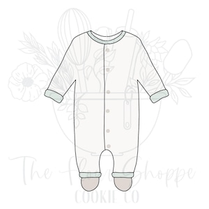 Long Sleeve Footie Pajamas Baby Outfit Baby Shower Cookie Cutter