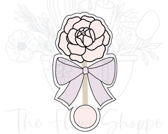 Rose Rattle Flower Baby Shower Cookie Cutter