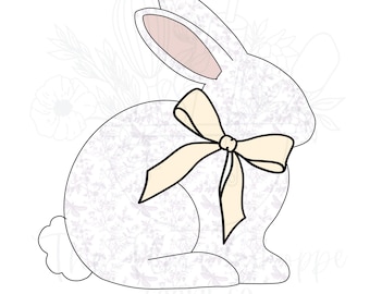 Bunny Silhouette with Bow Easter Cookie Cutter