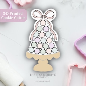 Macaron Tower Cookie Cutter Sugarplum Stack with Bow Cookie Cutter Nutcracker Christmas Cookie Cutter