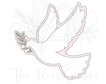 Dove with Greenery Baptism, First Communion, Cookie Cutter