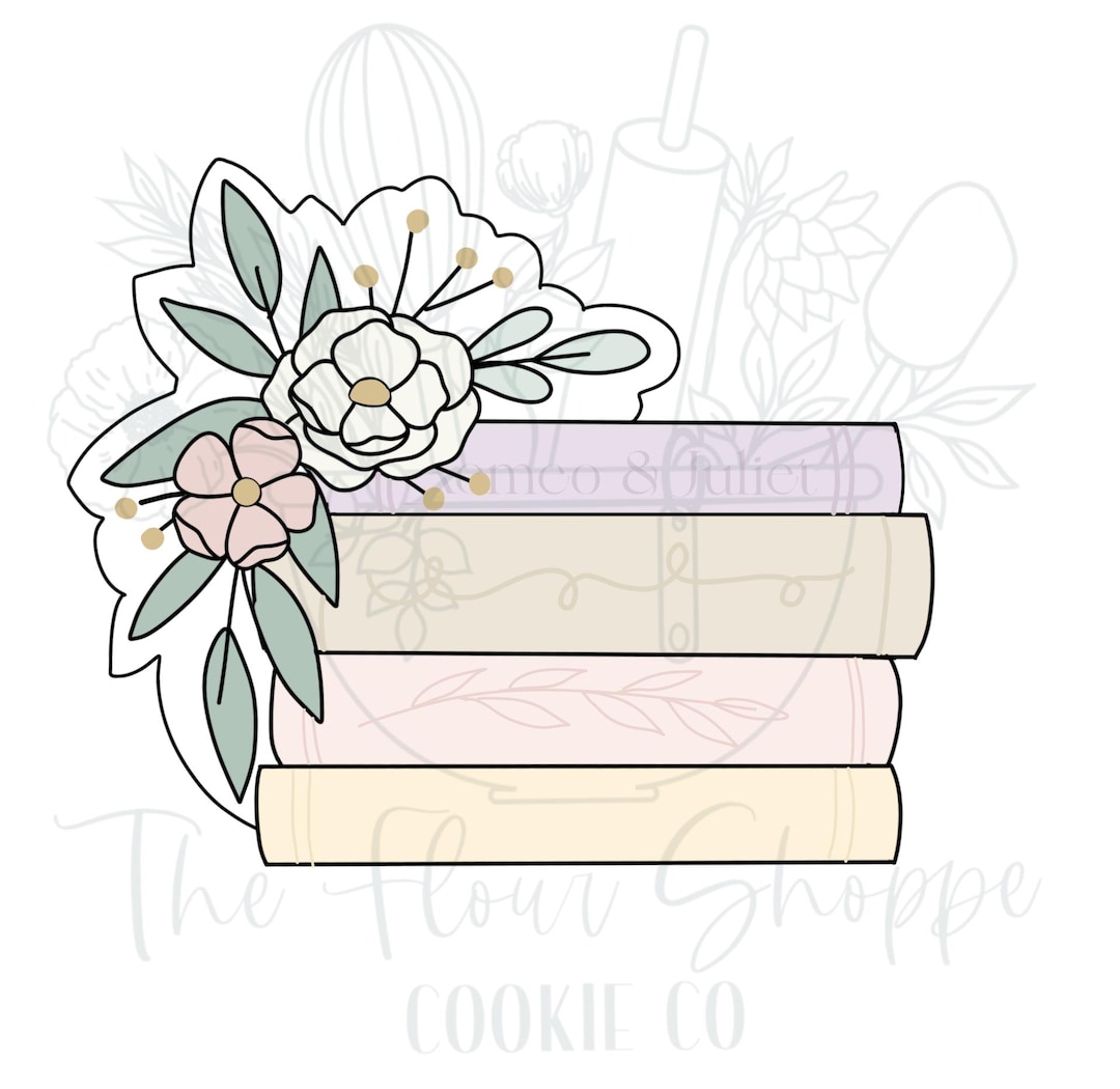 Floral Book Stack Cookie Cutter - Etsy